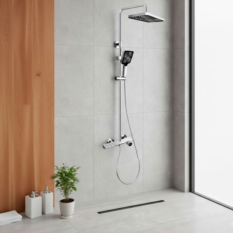 Canaleta de ducha y columna de ducha en acero inoxidable